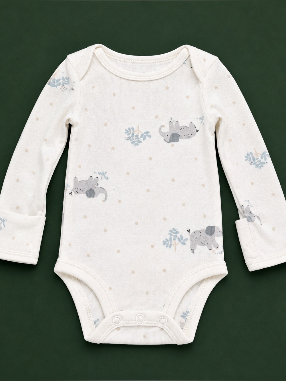 🩵 3/15$ Carter’s Cream Baby One-Piece with Grey Animal Print